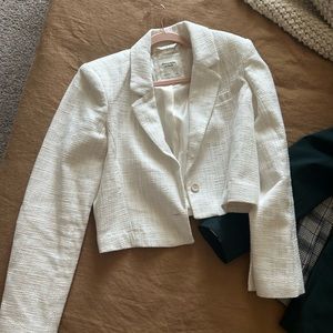 Cropped White Blazer